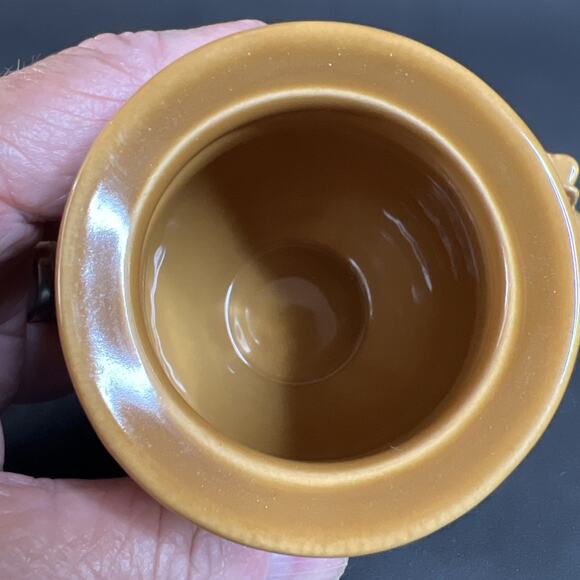 Creative Co-Op Honey Pot with Wood Dipper – Golden Yellow Stoneware Jar (8 oz) - Picture 10 of 10